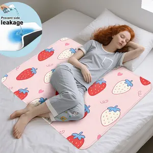 1pc Waterproof Mattress Protector with Strawberry Heart Print, Reusable and Washable, Suitable for Bedroom, Sofa, Pet Bed, Home Protection