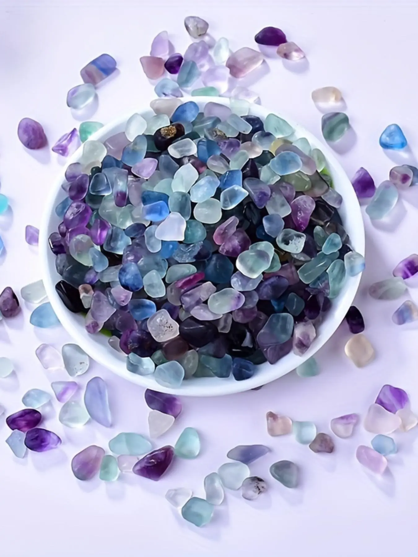 Natural Crystal Decorative Stone, 0.7-0.9cm 100g Natural Quartz Stone, Aquarium Gravel, Sea Glass Rock Sand for Fish Turtle Tank, Air Plant Decoration