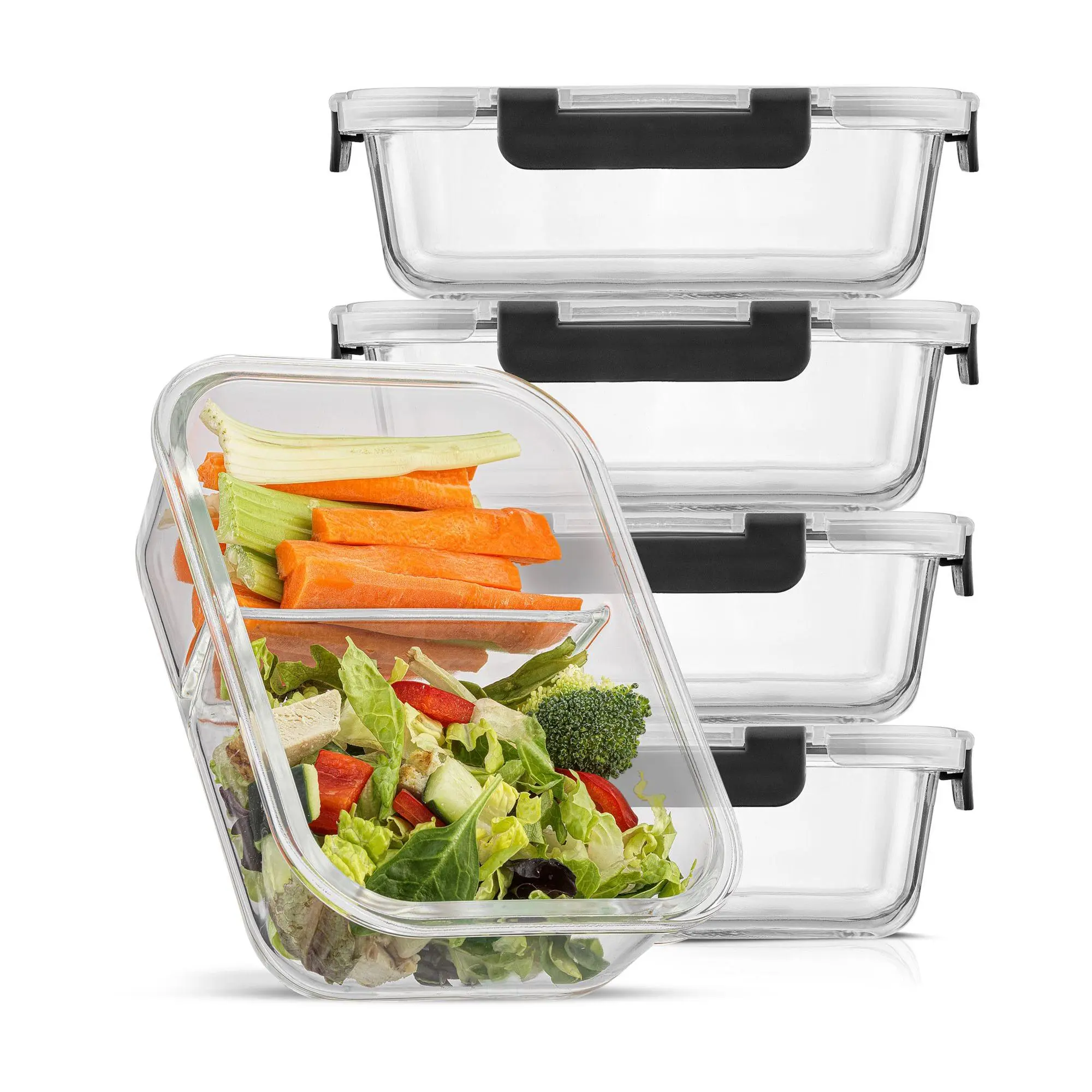 JoyJolt 2-Sectional Food Prep Storage Containers - Set of 5