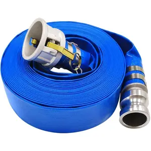 2" x 50' Blue PVC Backwash Hose with Camlock C and E Fittings, Heavy Duty Durable Reinforced Discharge Drain Hose for Swimming Pools