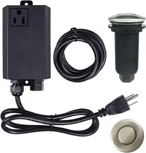 Garbage Disposal Air Switch Kit Sink Top Waste Disposal Long Stainless Steel Brushed Nickel On/Off Air Button Food and Waste Disposals Part by Etoolcity