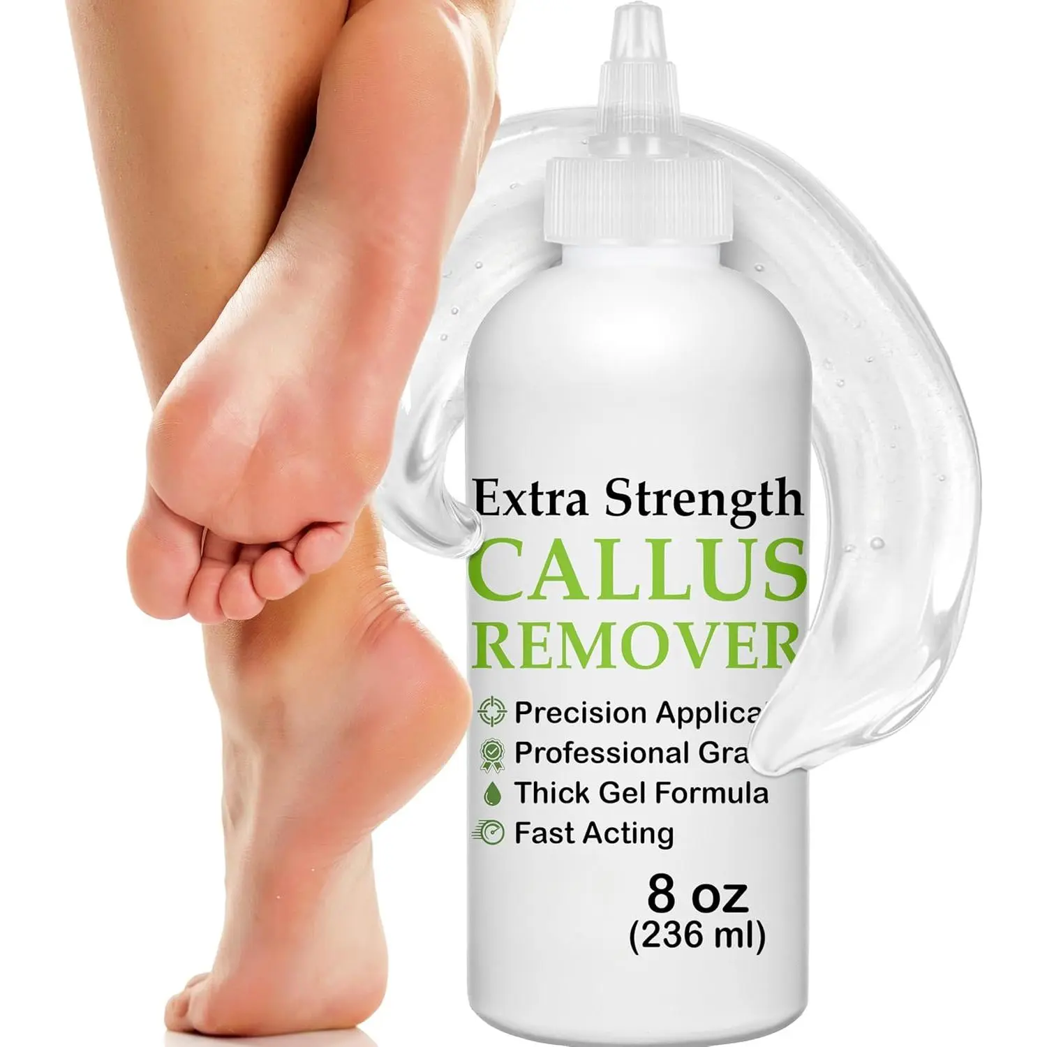 Callus Remover for Feet (Extra Strength 8 oz) Foot Callus Remover Gel, Spa Foot Care, Pedicure Tools for Feet Scrubber