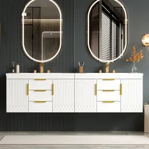 72'' Wall Mounted Bathroom Vanity, Floating Bathroom Storage Cabinet with 2 Drawers, Solid Wood Bathroom Cabinet (Same as N710S 236003 K)