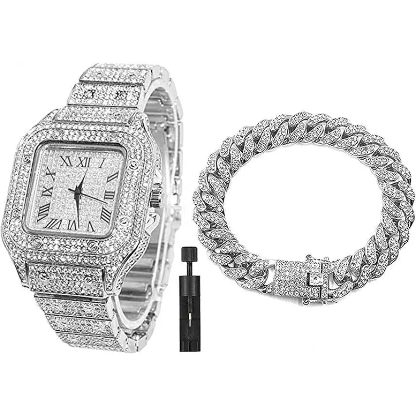 CETBY Unisex Fashion Quartz Watch - Frosted Non-Reflective Square Dial, 12mm Cuban Bracelet, Gold/Rose Gold Gift Boxes, Adjusters, Men's Accessories, Party Gift, Fashion Quartz Watches