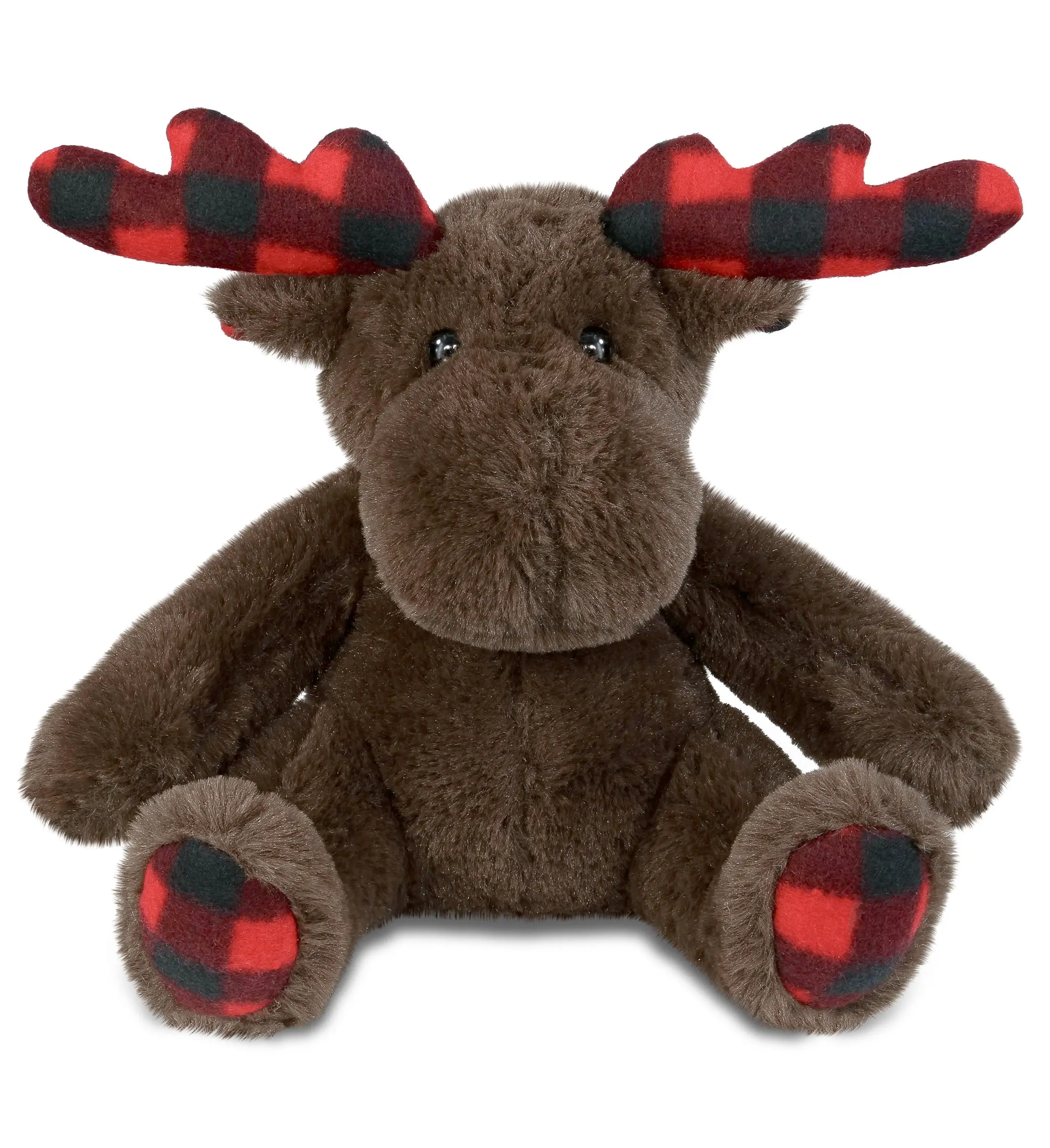 DOLLIBU Cuddly Stuffed Animal - Extra-Soft Fluffy Plaid Brown Polyester Moose Toy, Cozy Soft Stuffed Animal for Kids, Soft Stuffed Animals