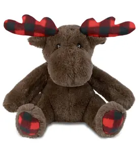 SUPER SOFT PLUSH - PLAID BROWN MOOSE