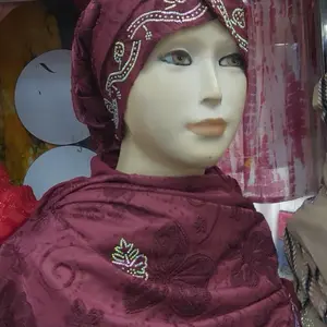 Hijab Burgundy Maroon with Rhinestone Design for Women