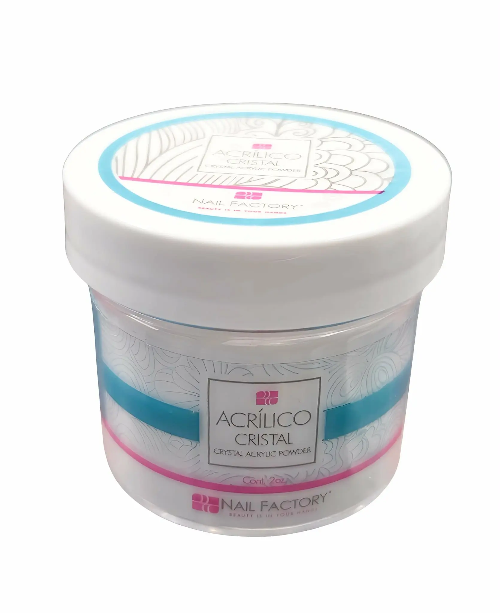Nail Factory Transparent Acrylic Polymer Powder, 2oz Professional Nail Art Jar for Beginners, Mix Tool Incl., Acrylic Powder, Powder Form