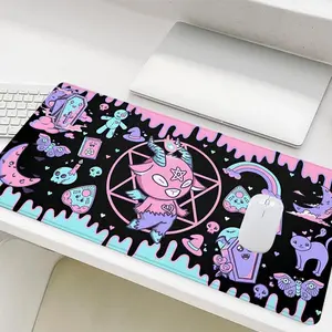 Abstract Anime Pattern Design Mouse Pad, Rectangle Gaming Mouse Pad, Non-Slip Rubber Base Stitched Edge Desk Pad for Home Office Game Room, Gaming Desk Accessory