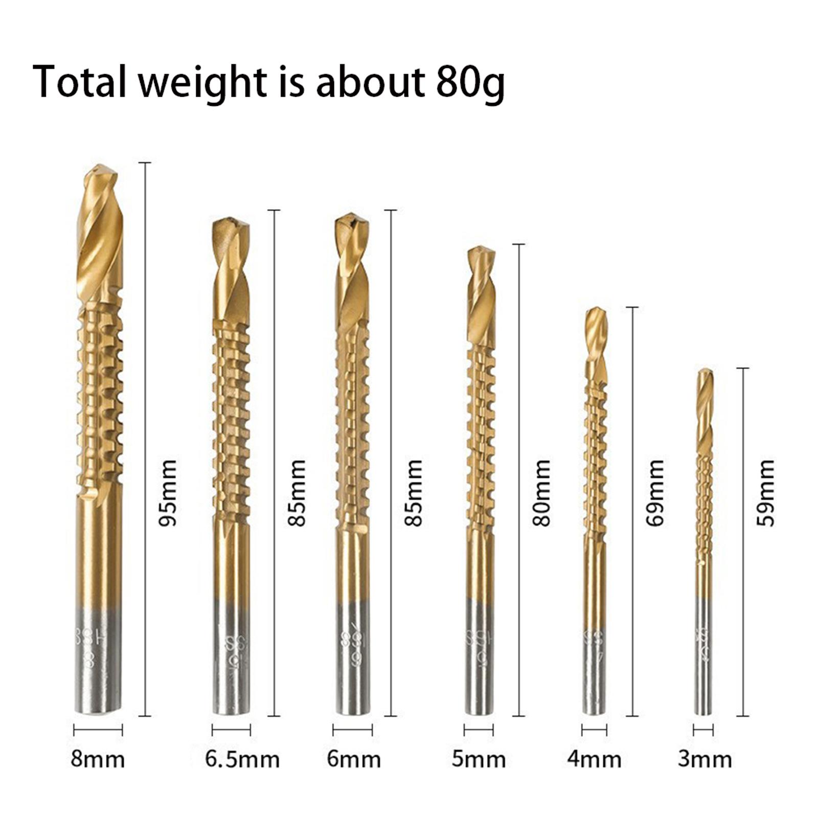6Pcs Titanium Coated HSS Drill Bits, Hole Saw Set, Multipurpose Drilling Tools for Wood Metal and Plastic, Multi-Functional Cutting Drilling Tools
