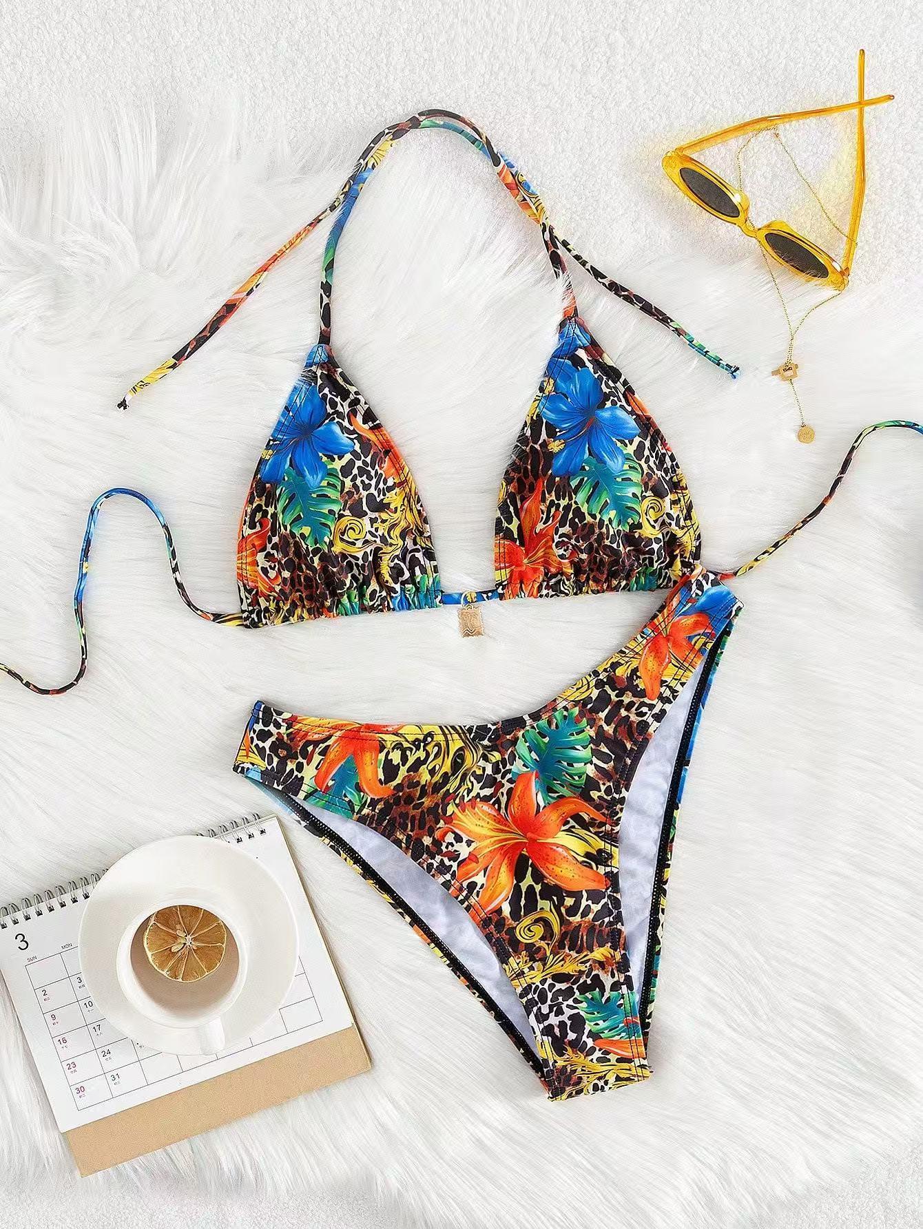 two-piece bikini - tropical, ocean style | suitable for summer beach vacations, hot springs, and water parks | swimsuit