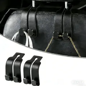 【Father's Day Gift】Joytutus Summervibes  2-Pack Car Headrest Hooks, Multi-Functional Backseat Organizer for Bags, Purses & Phones, Double Hook Design, Black