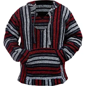 Mexican Baja Hoodie Hippie Surf Poncho Sweater Sweatshirt Pullover Jerga