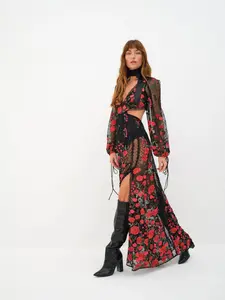 Araceli Maxi Dress in Black Multi by For Love & Lemons