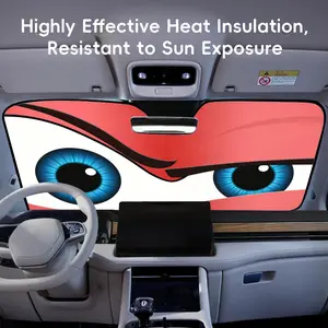 Red Funny Eyes Sun Visor Car Windshield Sun Shade UV Block Heat Insulation Reflective Cover Keeps Interior Cool Protects Dashboard Foldable Easy Storage Universal Fit for Car SUV Truck Summer Must-Have
