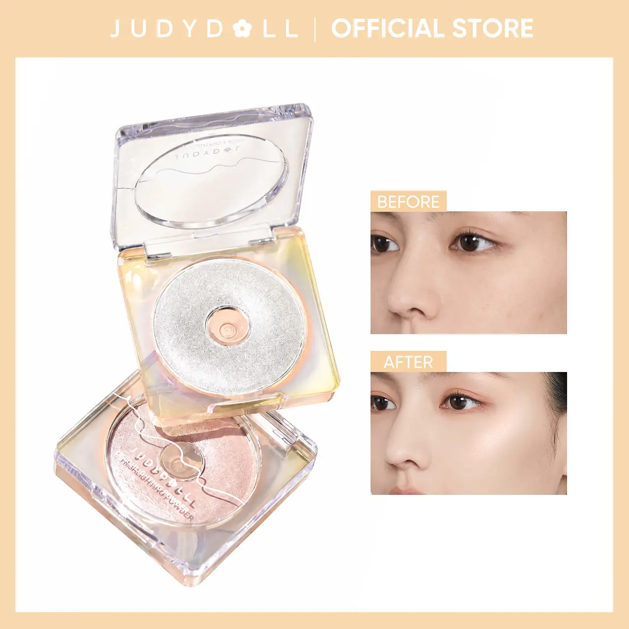 JUDYDOLL Starlight Highlighting Powder, Glitter, Brightening Skin Tone, Enhancing Makeup Color, Highlight, Vibrant Luminosity, Transparent Fine Shimmer, Eye-Catching Sparkle, Color Correction, Refresh Look, Summerwins