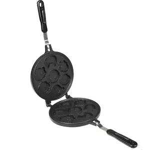 Pancake pan,Double-Sided, Easy to Flip Emoji Smiley and Animal Face Mini Pancake Pan - Non-stick, Fast Cook Pan Cake Griddle with 7 Unique Faces- for all Kids Cookware Detachable Lid, pancake, pan, Breakfast, Aluminium