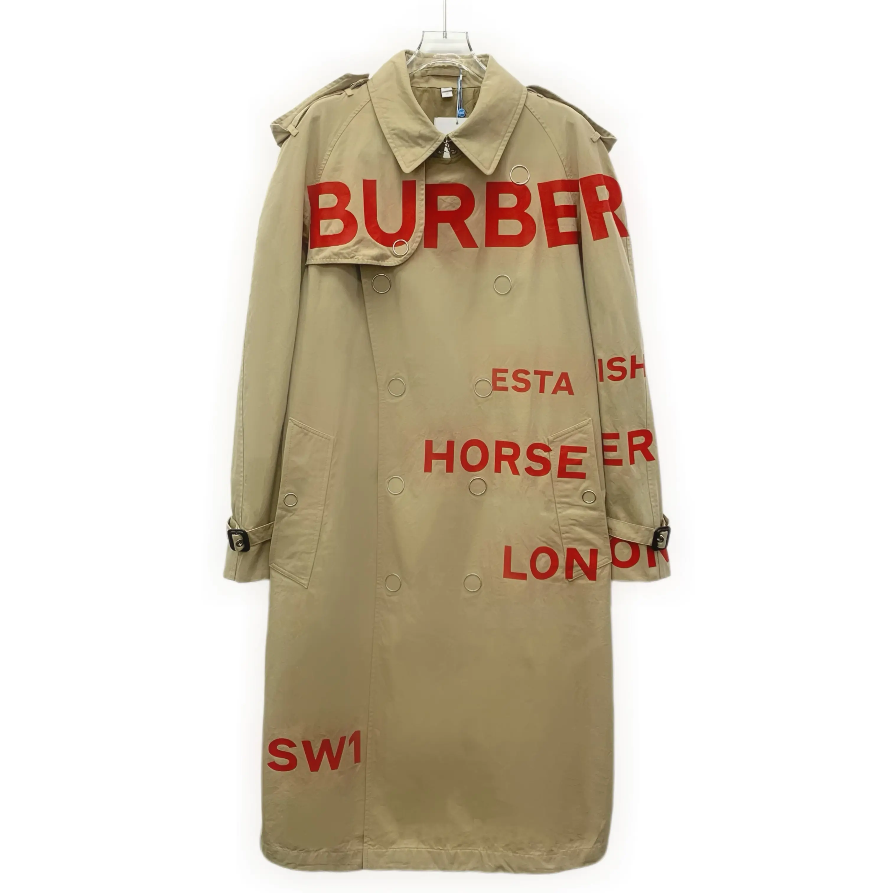 RDLT— Burberry Brown Logo Print Belted Trench Coat Size 50