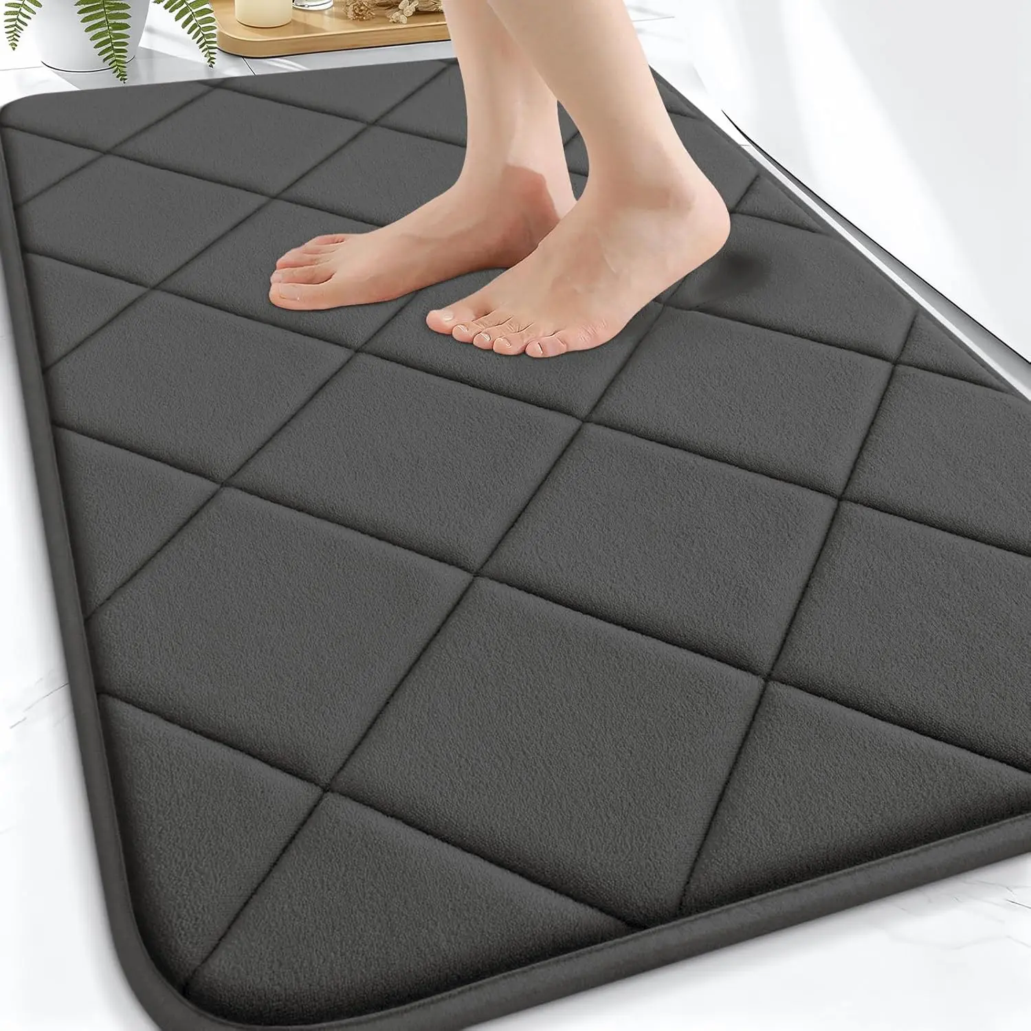 Memory Foam Bath Mat 24x16, Ultra Soft and Absorbent Bathroom Rugs, Machine Washable, Comfortable Bath Carpet for Bathroom Floor, Tub and Shower, Peacock Blue