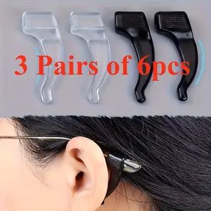 3 Pairs and Transparent Silicone Anti-Slip Eyeglass Ear Hooks, Comfortable and Secure, Ideal for Sports and Outdoor Activities