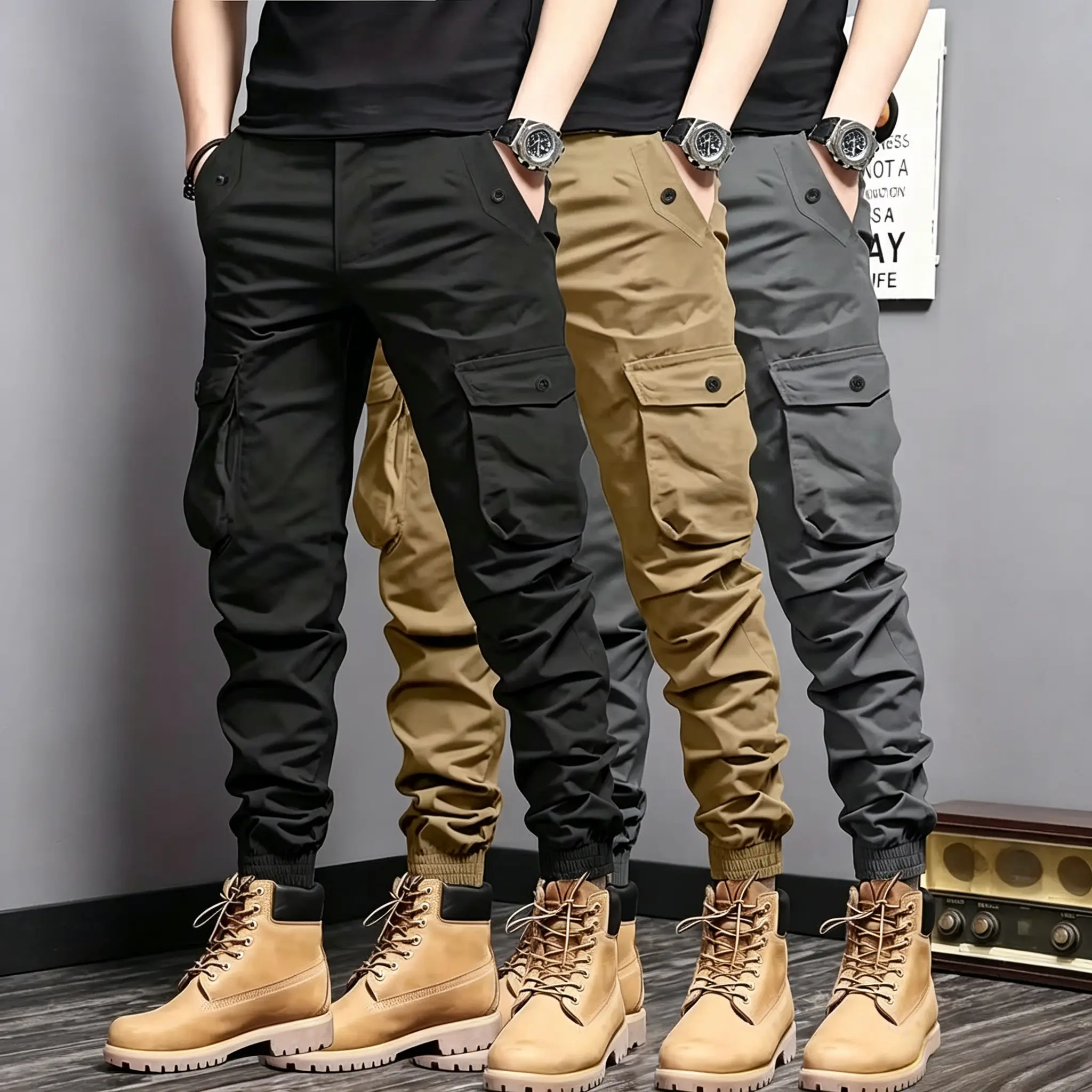 Men’s Tactical Cargo Jogger Pants - Menswear Casual Work Pants, Breathable All-Purpose Lightweight Bottoms, Multi-Color for Outdoor Work, Street Styling, Fashion, Stylish, All-Purpose Men's Pants