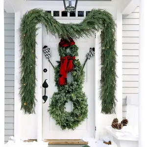 Christmas Cedar Garland Realistic with Lights - Cypress Decorations 12ft for Mantle Lighted Faux Pine Garlands for Xmas Home Decoration Indoor Stairs Railing Fireplace 12 Ft Outdoor Prelit Door Decor