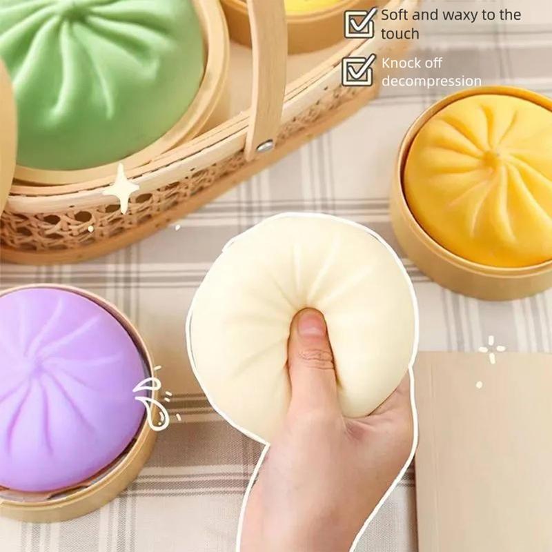 4 Pcs Dumpling Squishy Toy - Giant Glitter Squishy Dumpling Sensory Squeeze Toys, Cute Fidget Toys for Stress Relief, Large Rainbow Dumplings Squishies Toys for Adults & Kids