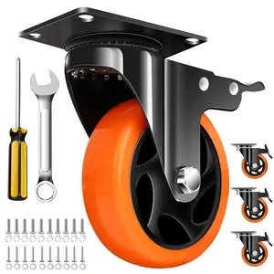 4" Caster Wheels, Outstanding Casters Set of 4 Heavy Duty, Silent Industrial Casters, Locking Casters Wheels for Furniture, Castor Wheels for Cart, Workbench.