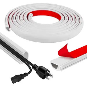 Cord Wall Cover, 118in Self-Adhesive Wire Covers for Cords  Wall, Extension  Hider for Floor, Mounted Tv,  and Office Cavity 0.63" Wx0.31 H (White)