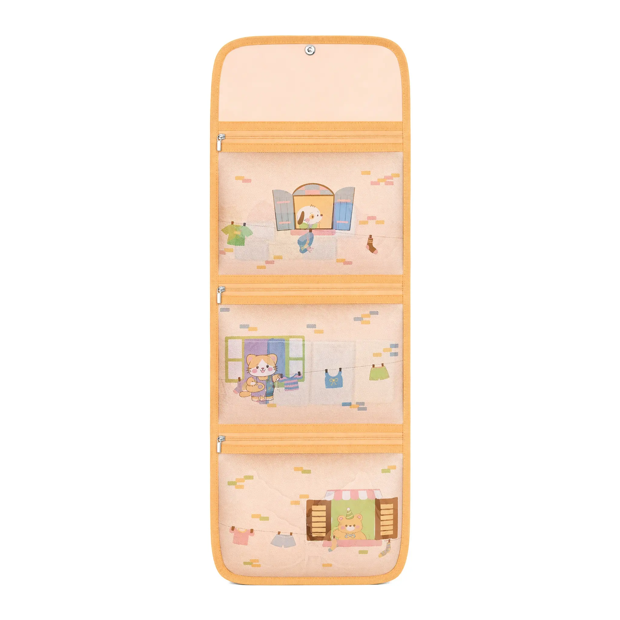 Cute Cartoon Hanging Storage Organizer-Breathable Mesh 3 Tier Underwear Socks Travel Storage Bag,Portable Foldable Leakproof Lingerie Pouch,BPA-Free Wall Mount Closet Organizer for Dorm,Home,Travel,Walking & Hiking Daily Use