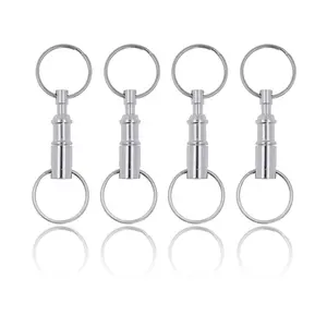 Quick Release Keychain Detachable Split Key Rings Pull Apart Key Clip Connector by Mandala Crafts, Silver