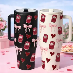 Dr.Pepper Cans & Bows Print, Vacuum Insulated Tumbler, Insulated Drinkware, Double Wall, Leak-Proof, Skinny Design