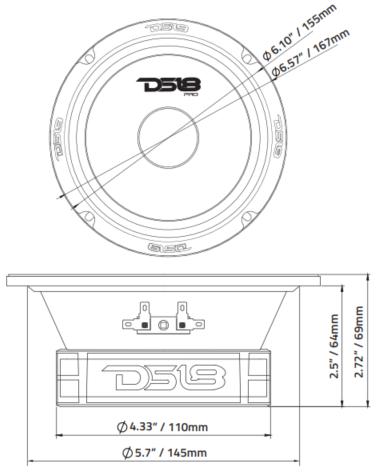 DS18 PRO-GM6SE 6.5" Sealed Back Mid-Range Loudspeaker 480 Watts 8-Ohm