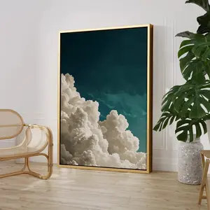 Modern Minimalist Cloud Sea Theme Wall Art, Deep Background with Fluffy Clouds, Natural Inspired Home Decor