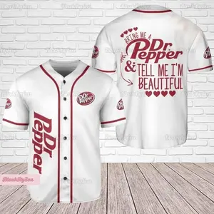 D.r P.3.p.p.er Bring Me A D.r P.e.p.p.e.r Tell Me Im Beautiful Baseball Jersey Unisex White Funny Quote Streetwear Casual Summer Gym Sport Comfort Fit Men Women Gift