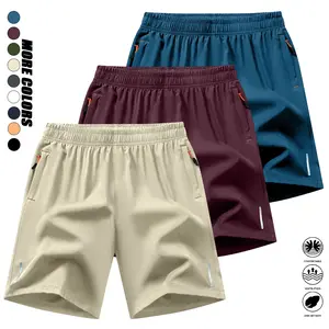 Men’s athletic shorts: 3-pack solid-color shorts with zippered pockets; everyday men’s bottoms—casual, comfortable, breathable summer shorts suitable for soccer, basketball, badminton, running, fitness, ;mens bottoms, summervibes casual quick drying short