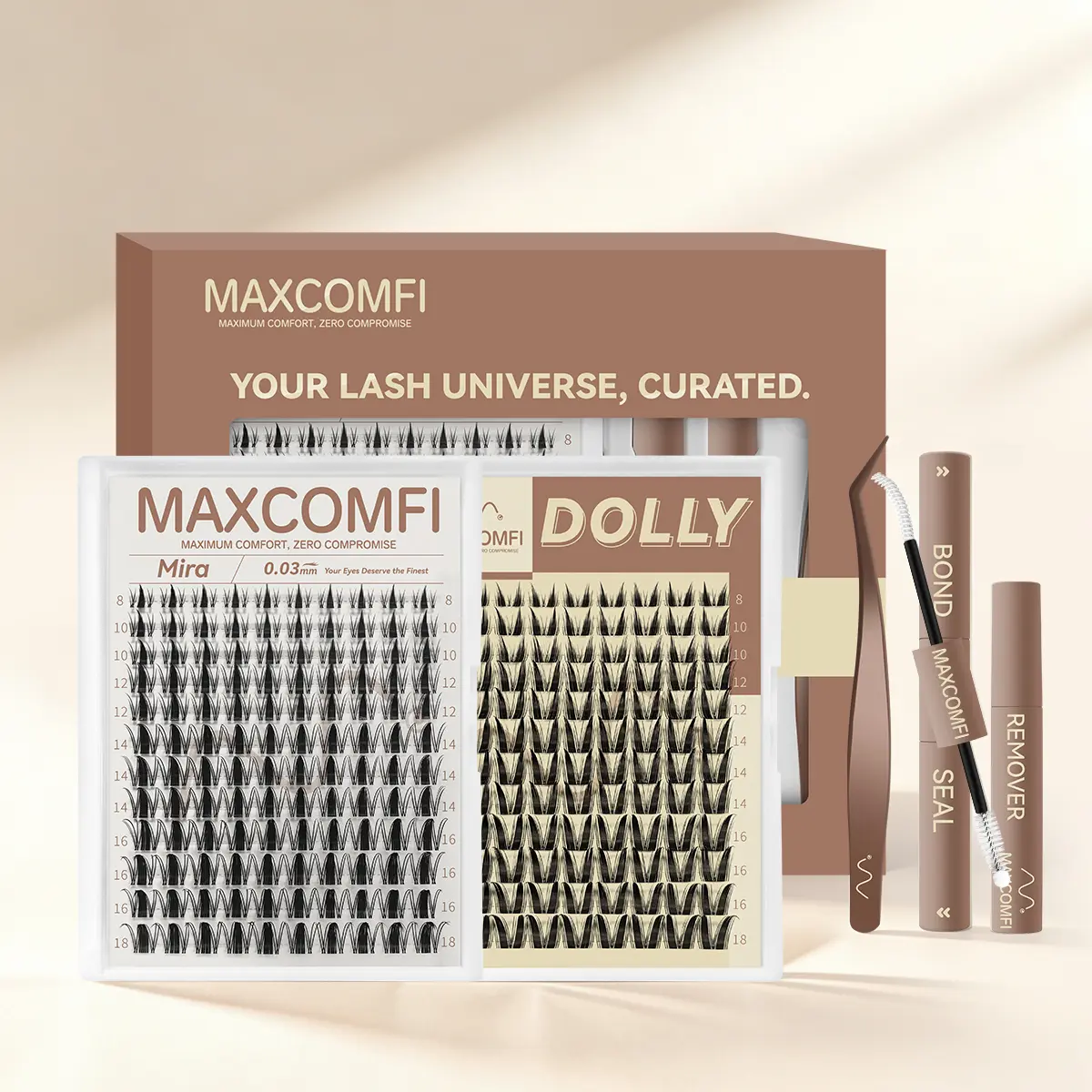 MaxComfi DOLLY & Mira Eyelash Clusters Kit, Bunny Style Comic Manga Lashes, Waterproof & Long-Lasting with Super Soft Thin Band, Beginner-Friendly DIY Lashes, Lash Clusters
