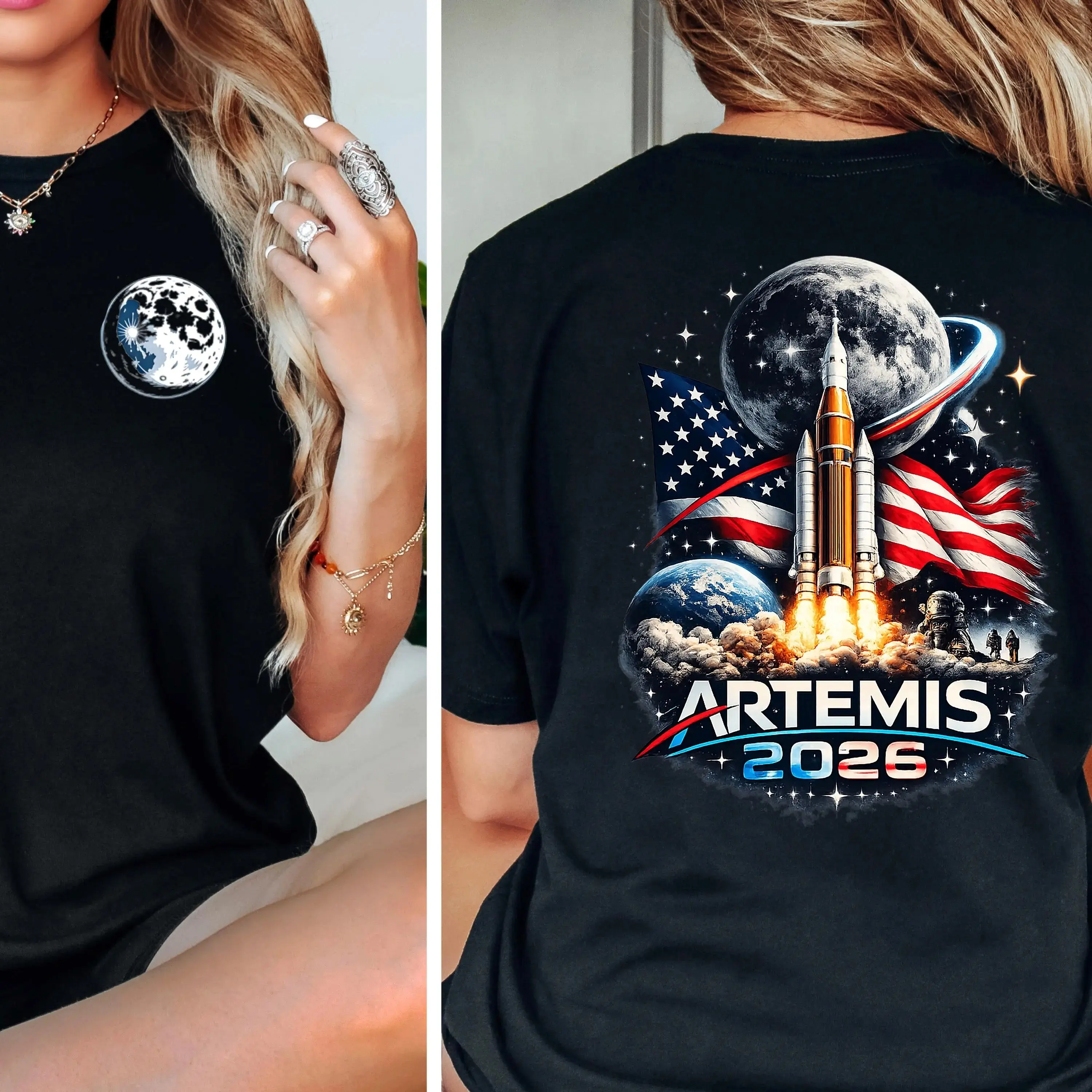 [Unisex Shirt][Made USA] Artemis II 2026 Rocket Launch T-Shirt, Future Moon Mission Sweatshirt, Space Exploration youth shirt, Science Gift T-shirt, Space Enthusiast Gift, NASA Mission Graphic Tee - Shirt For Men And Women