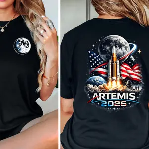 [Unisex Shirt][Made USA] Artemis II 2026 Rocket Launch T-Shirt, Future Moon Mission Sweatshirt, Space Exploration youth shirt, Science Gift T-shirt, Space Enthusiast Gift, NASA Mission Graphic Tee - Shirt For Men And Women