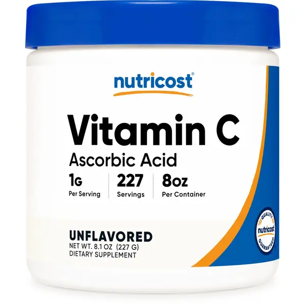 Nutricost Edible Pure Ascorbic Acid Vitamin C Powder Dietary Supplement - 0.5 lbs (250g/8.1 oz) for US Health & Wellness Support