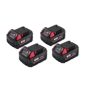 4 Pack 18V 9.0 Ah Replacement for Milwaukee M18 Battery Lithium-Ion Battery Compatible with M18 Milwaukee Battery 48-11-1890 48-11-1880 48-11-1852 48-11-1850 48-11-1840 and Cordless Power Tools lithium-ion replacement