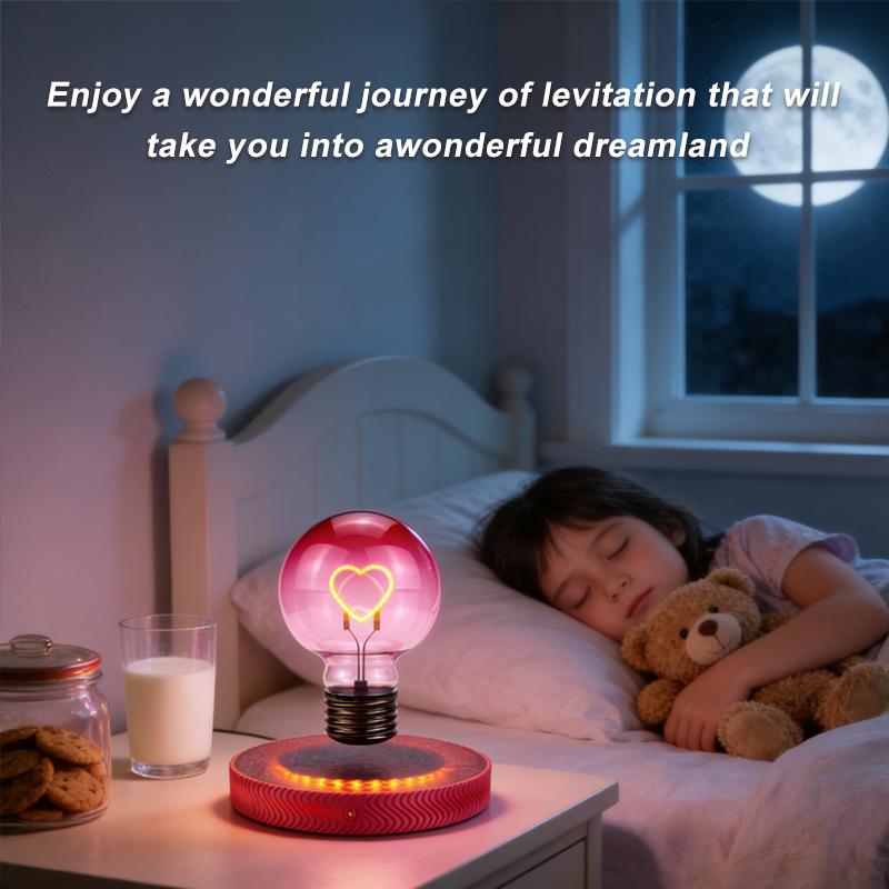 Magnetic Levitating Heart Light Bulb - Floating LED Love Night Light, Spins Freely in Air, Cool Tech Gadget for Home Office Desk Decor, Bedroom Unique Lamp, Romantic Gift for Women, Kids, Valentine's Day, Birthday