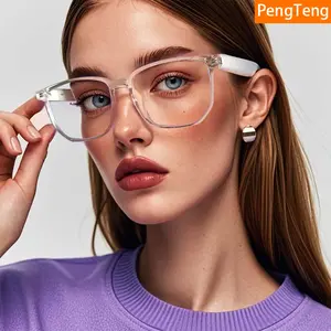 Smart Glasses with Dual Boards, Magnetic Charging, Classic Transparent Tr90 Frame, Decorative Lens, Perfect Holiday Gift, Wearable Smart Glasses