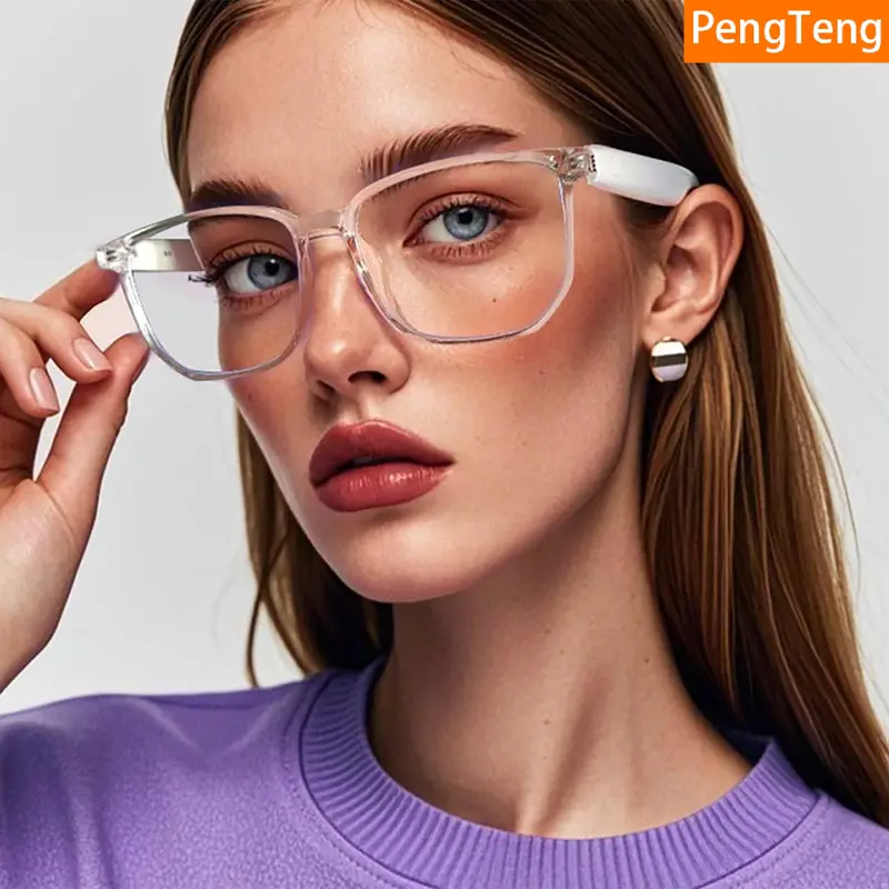 Smart Glasses with Dual Boards, Magnetic Charging, Classic Transparent Tr90 Frame, Decorative Lens, Perfect Holiday Gift, Wearable Smart Glasses
