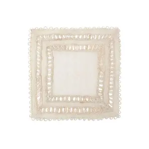 Square Crocheted Bleached Abaca Woven Placemats