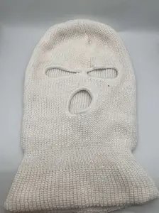 White Knitted 3-Hole Balaclava yeat shiesty Ski Mask Cotton Material Soft Comfortable Fit Versatile for Skiing and Everyday Wear 8 Inches Width 15 Inches Length