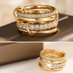 Luxury Multi-Layer Adjustable Rings Set – Colorful Zirconia Fashion Jewelry