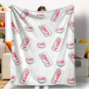 Diet Coke Pattern Flannel Blanket Iconic Soda Can Print Soft Cozy Warm Lightweight Throw Perfect for Living Room Bedroom Sofa Couch Gift Ideas.