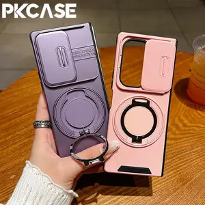 PKCASE 360° Rotation Metal Ring Magnetic Bracket Phone Case For Samsung Galaxy Z Fold 7 6 Shockproof Cover For Galaxy Z Flip 7 6