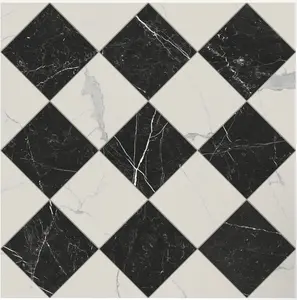 18x18 Checkerboard Pattern Nero Marquina Honed Marble and Carrara Honed Marble